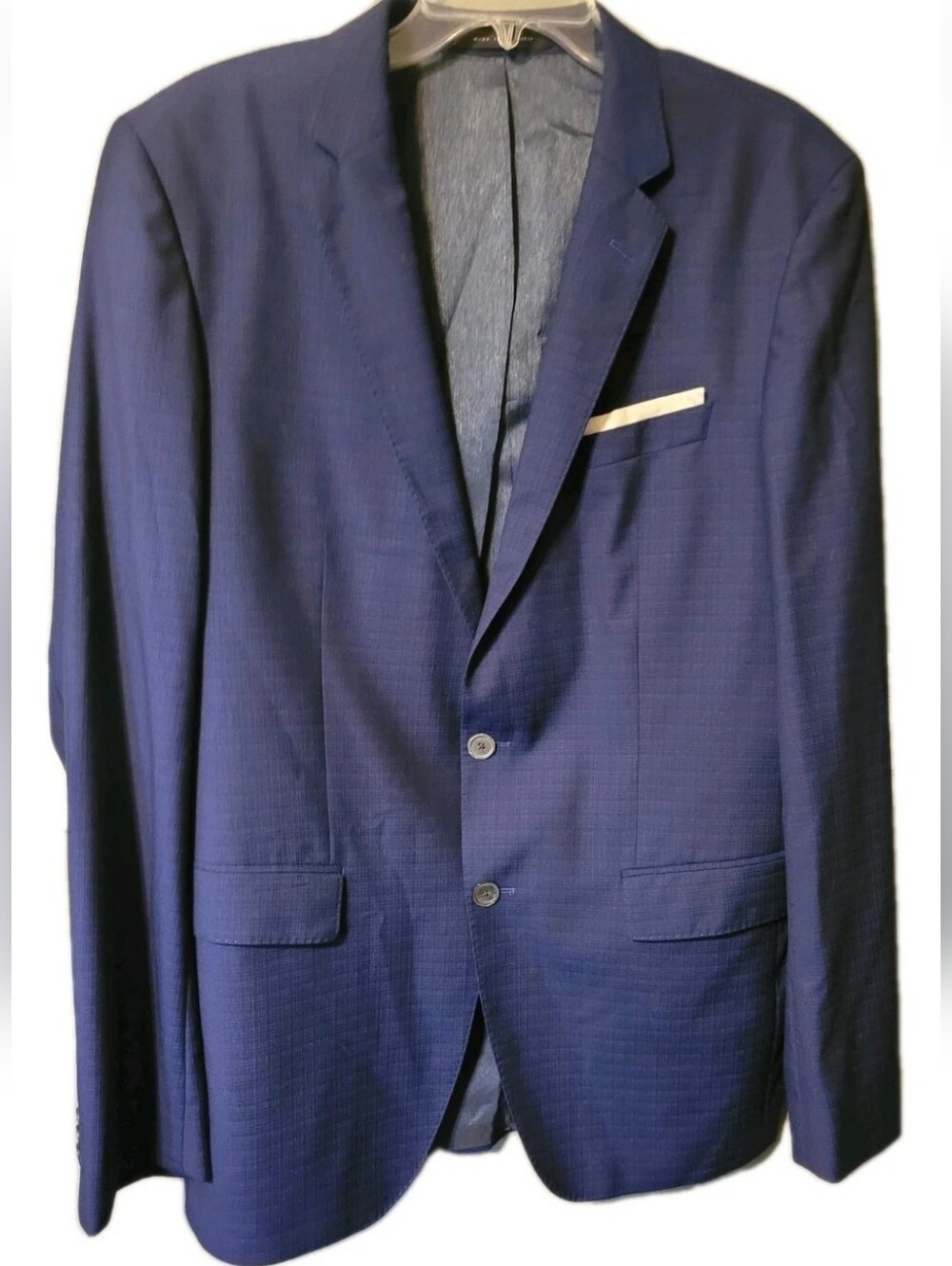 Hugo Boss Navy Blue Plaid Reda Super 110 Wool Sport Coat Jacket Men's 42L Preppy